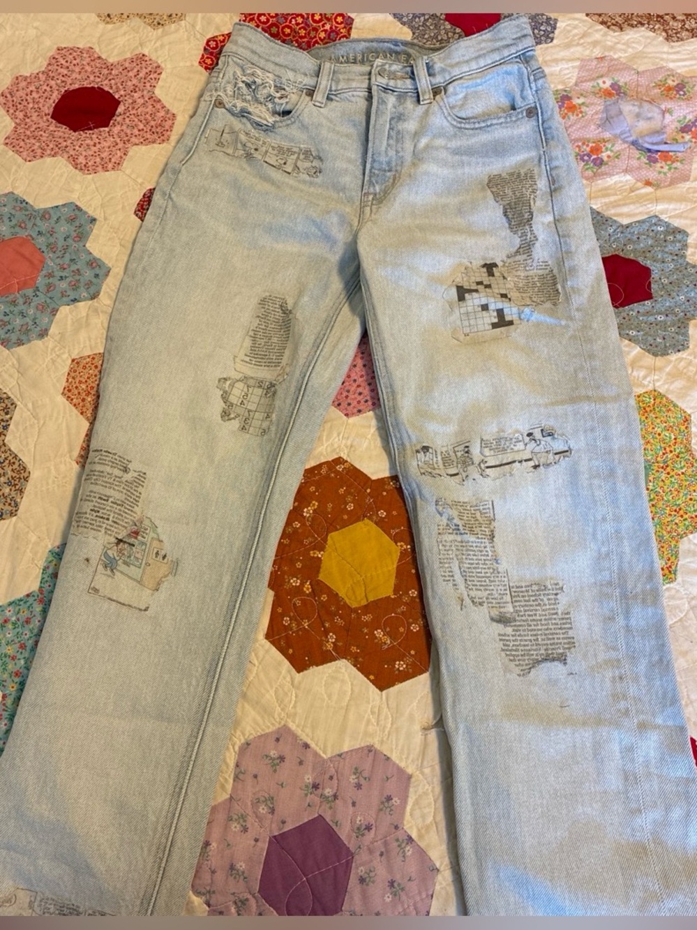 Light Wash Women's Distressed Jeans - Light Blue